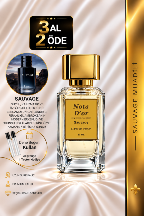 Sauvage Muadili | Ambroxan- Misk - Vetiver - Sedir Ağacı | Odunsu ve Oryantal Intense Extrait Erkek Parfüm