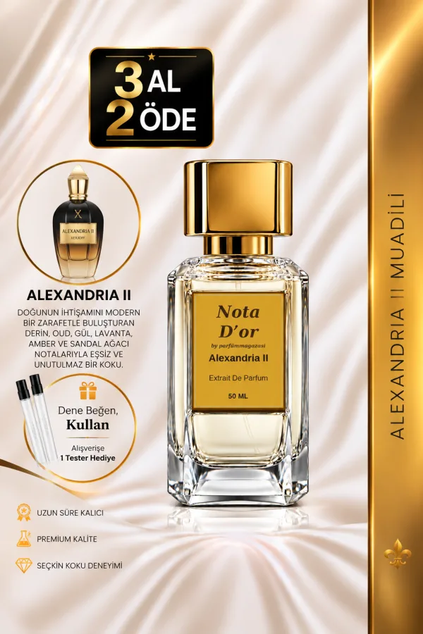 Alexandria II Muadili | Gül Ağacı – Lavanta – Oud – Amber | Lüks ve Sofistike Intense Unisex Extrait De Parfüm